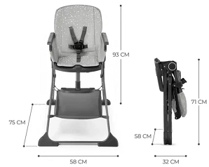 Kinderkraft feeding chair FOLDEE GREY