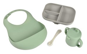 Πλήρες σετ φαγητού σιλικόνης Beaba Grey/Sage Green