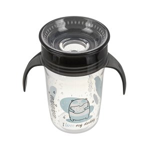 Εκπαιδευτικό Ποτηράκι 360° 240 ml με Χερούλια Black
