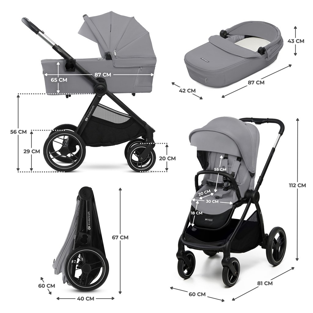 Kinderkraft Multifunctional Baby Stroller 2IN1 NEA 2 MIDNIGHT BLACK