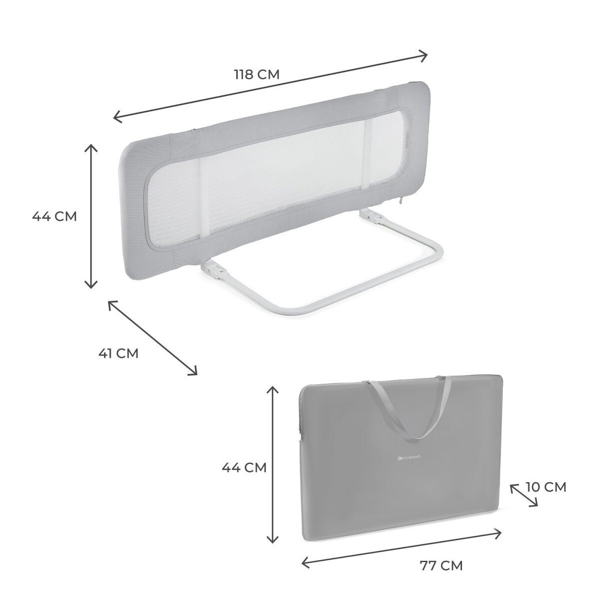 Kinderkraft bed rail Guard and Dream LIGHT GREY