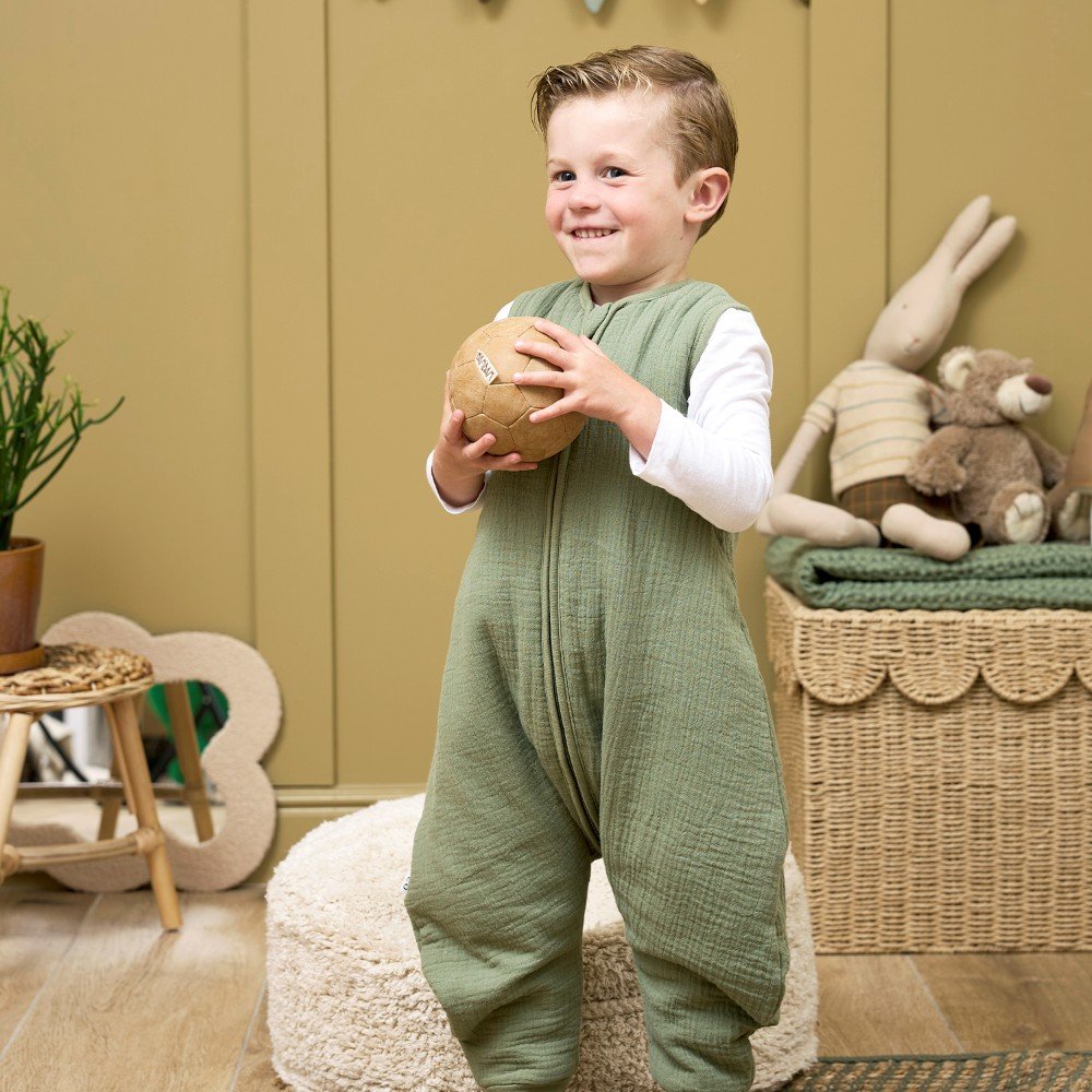 Meyco 100% Βαμβακερός Υπνόσακος 2.0 Tog με Ποδαράκια Muslin Olive Green 104cm