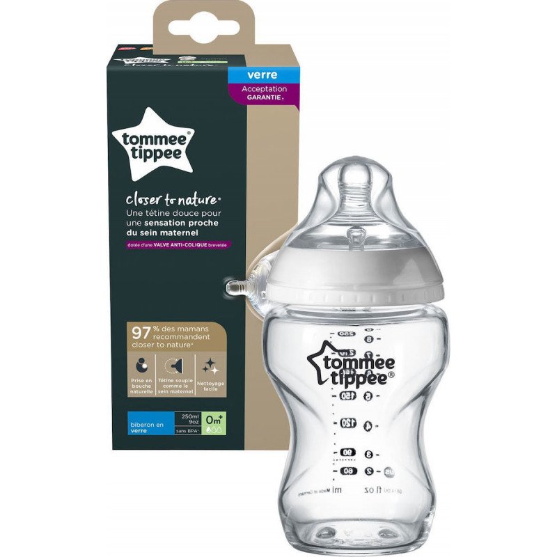 Γυάλινο Μπιμπερό Μικρής Ροής 250ML Closer To Nature