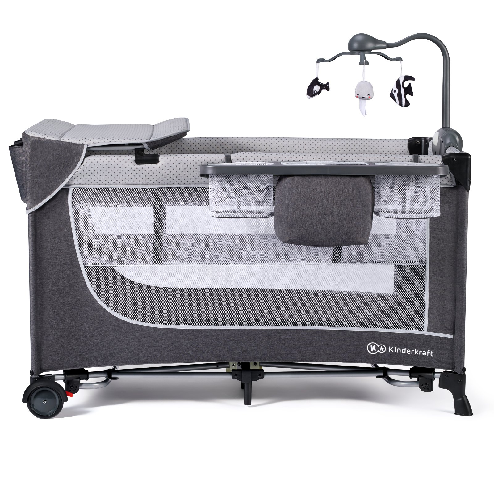 Travel cot with accesories LEODY grey