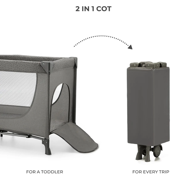 Kinderkraft travel cot JOY 2 DARK GREY