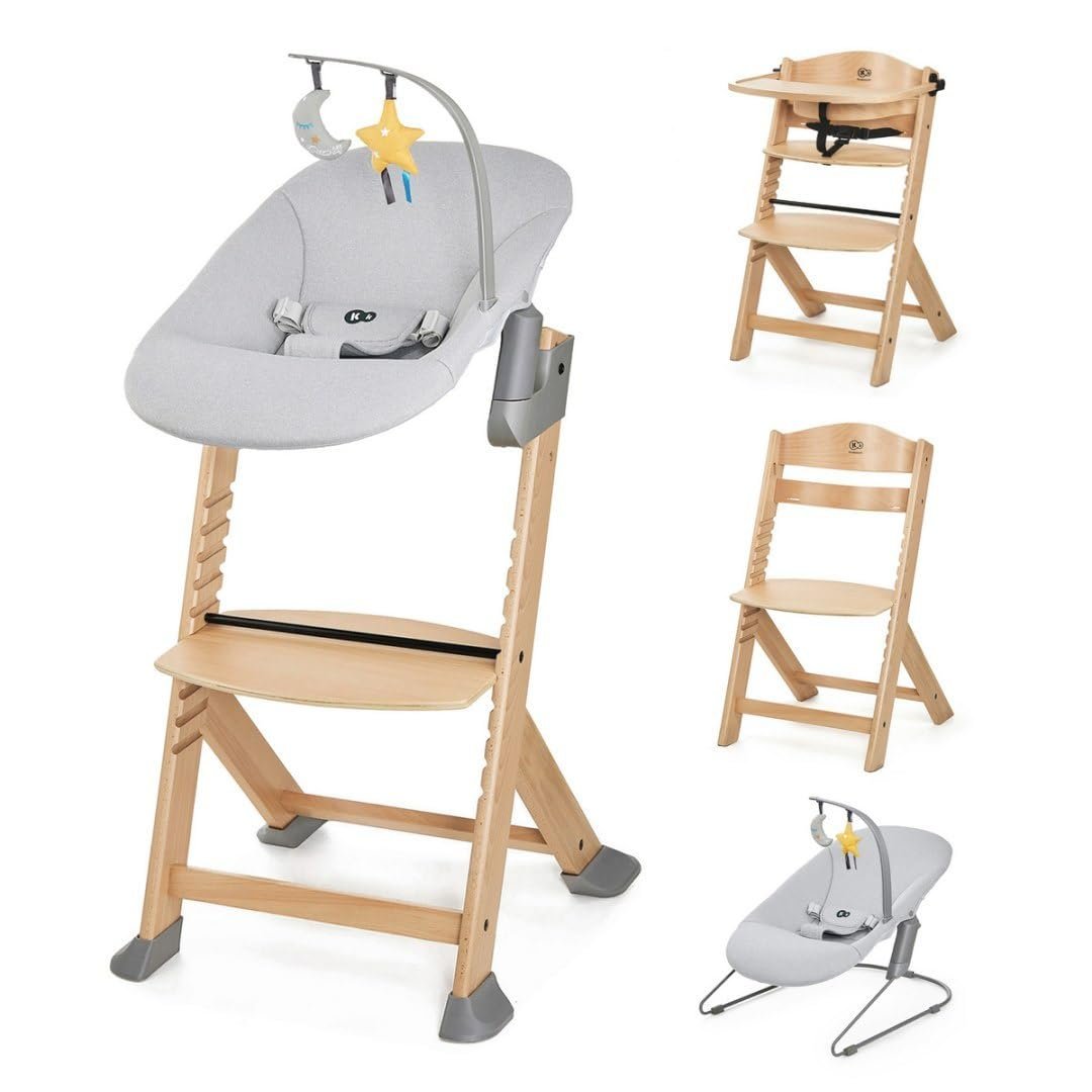 Kinderkraft high chair ENOCK + bouncer CALMEE grey