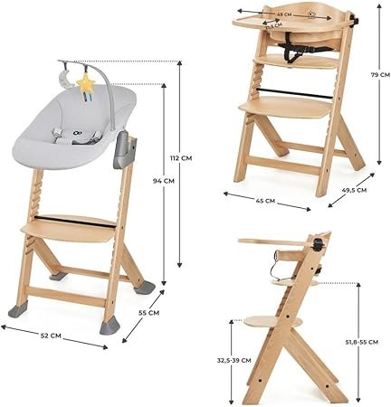 Kinderkraft high chair ENOCK + bouncer CALMEE grey