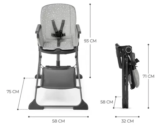 Kinderkraft feeding chair FOLDEE GREY