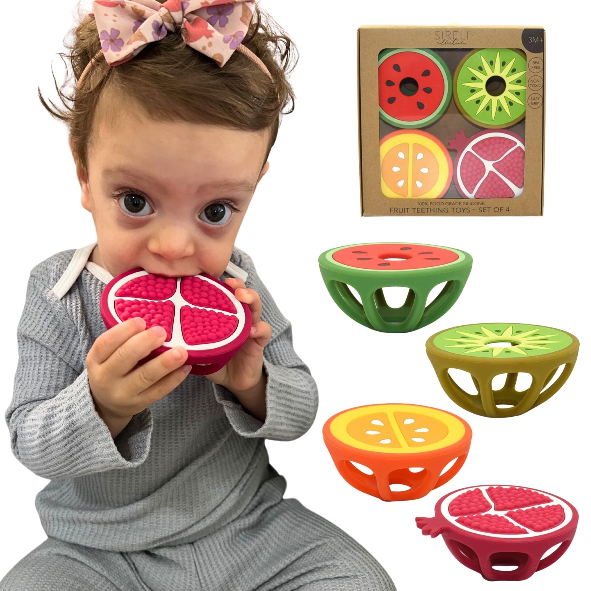 Soothing Silicone Teether, Pomegranate