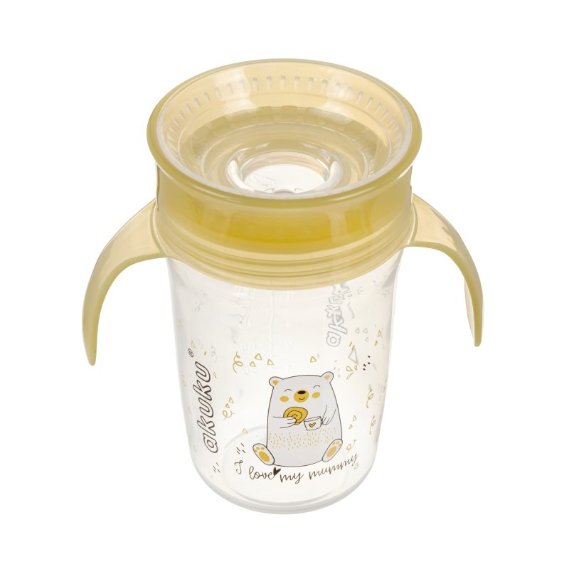 Εκπαιδευτικό Ποτηράκι 360° 240 ml με Χερούλια Yellow