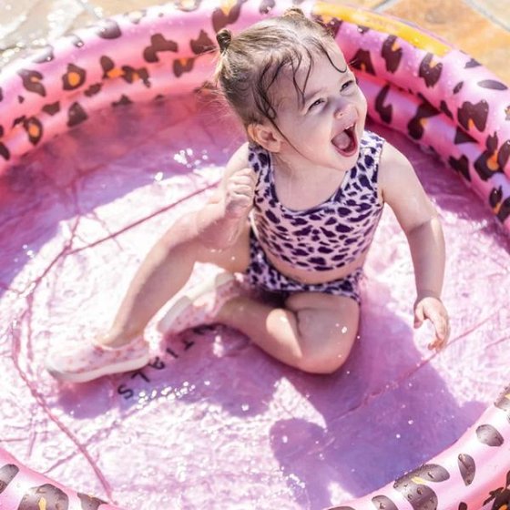 Swim Essentials: Φουσκωτή πισίνα Ø100εκ. με δύο αεροθαλάμους για μωρά από 1 έτους - "Rose Gold Leopa