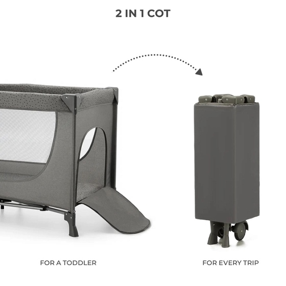 Kinderkraft travel cot JOY 2 DARK GREY