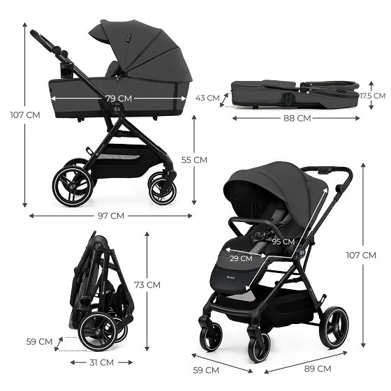 Kinderkraft Multifunctional Stroller YOXI 2IN1 MOONLIGHT GREY