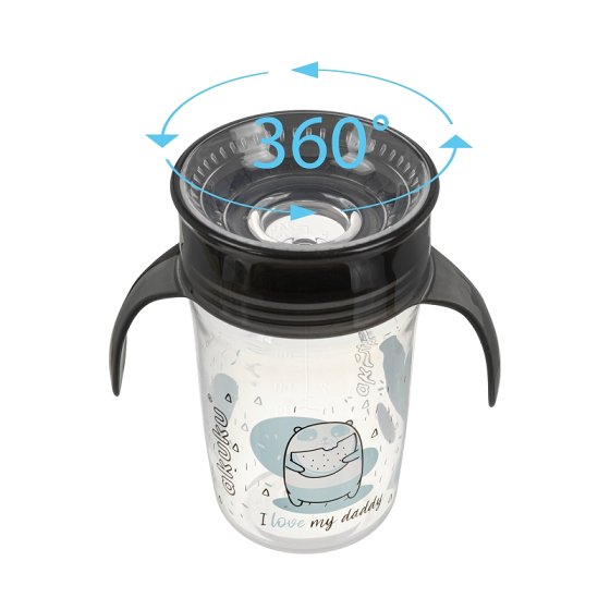 Εκπαιδευτικό Ποτηράκι 360° 240 ml με Χερούλια Black