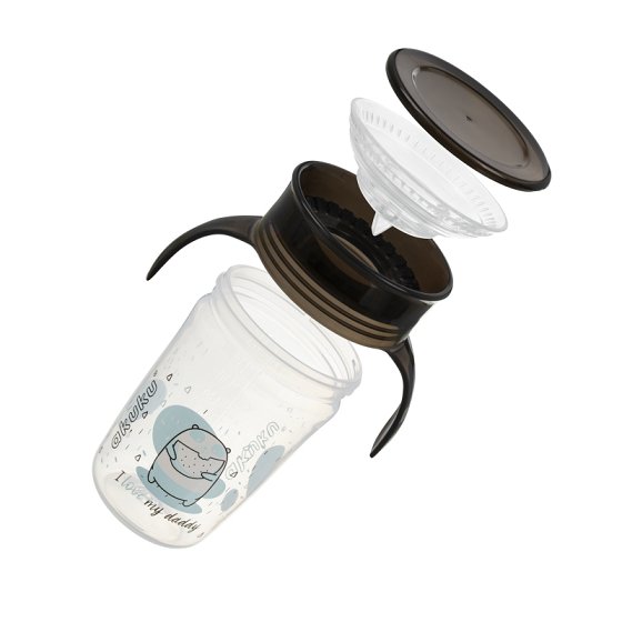 Εκπαιδευτικό Ποτηράκι 360° 240 ml με Χερούλια Black